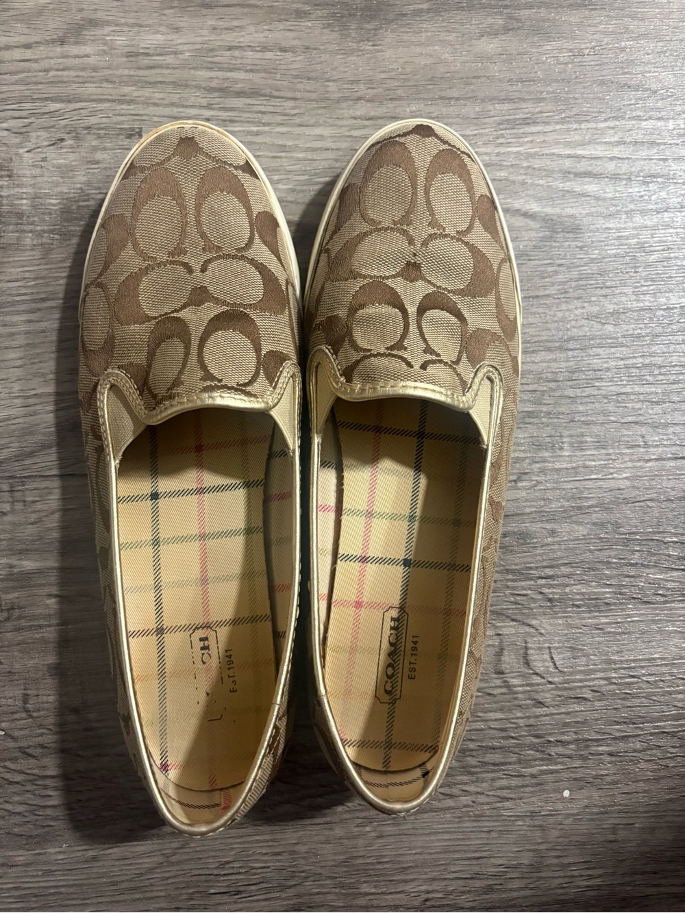 Coach Tan Signature Canvas Slip-On Sneakers